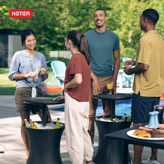 Keter Pacific Cool Bar Outdoor Patio Furniture and Hot Tub Side Table - Image 12