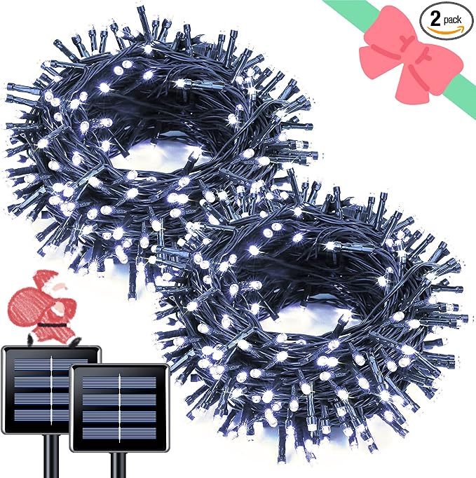 JMEXSUSS 2 Pack Solar String Lights Outdoor Waterproof, Total 66 FT 200 LED by JMEXSUSS