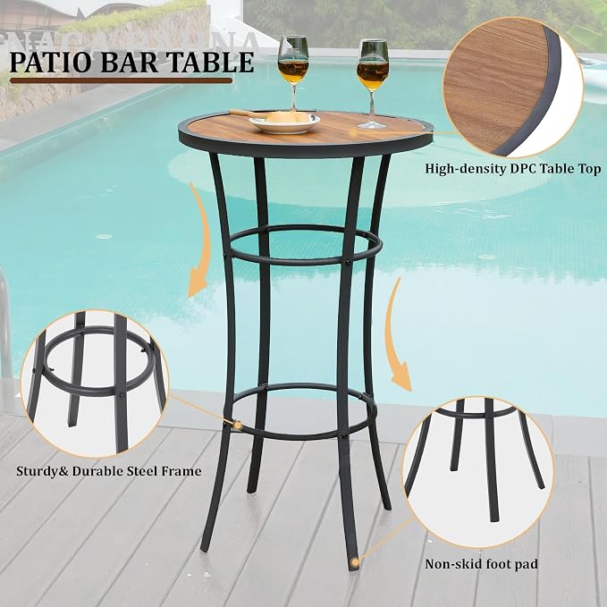 Bar Height Patio Table, 40-Inch Outdoor Pub Table Bistro Table - Image 5