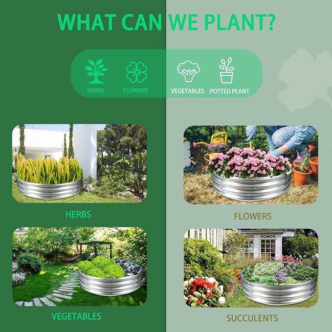 Durable Round Galvanized Steel Raised Garden Bed - Image 4