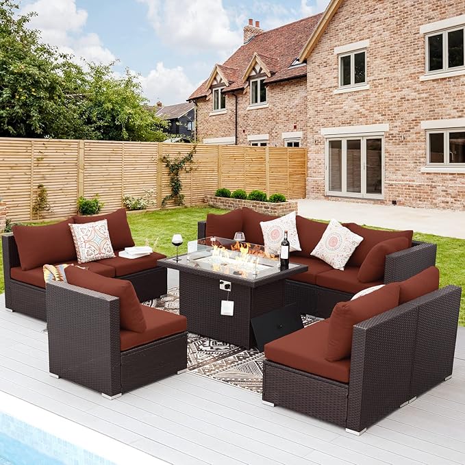 NICESOUL 9 Pcs Large Patio Furniture Set by NICESOUL