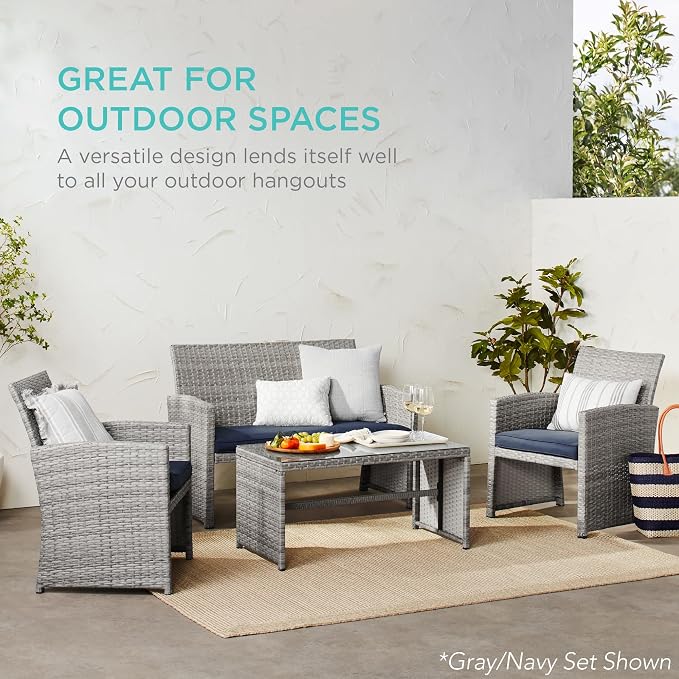 Best Choice Products 4-Piece Outdoor Wicker Patio Conversation Furniture Set - Image 6