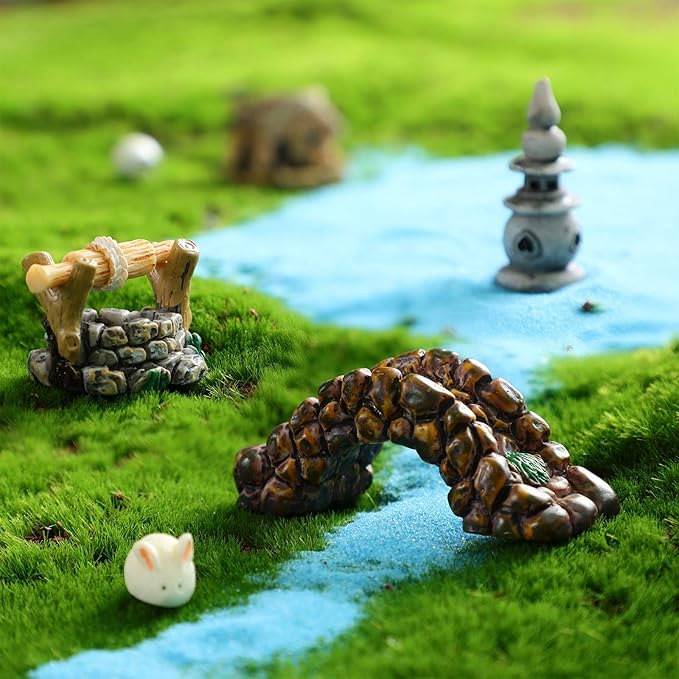 Jetec 12 Pcs Mini Fairy Garden Accessories Miniature Tiny Stone Bridge Mini - Image 4