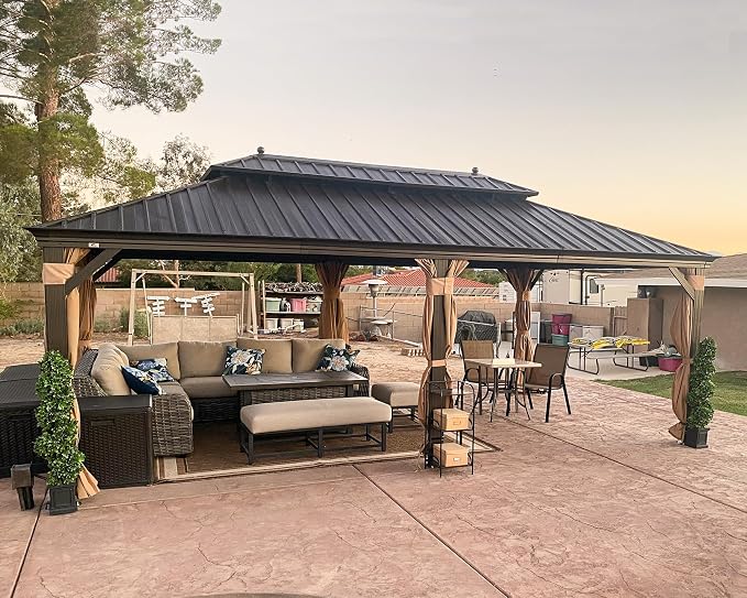 PURPLE LEAF 13' X 20' Outdoor Hardtop Gazebo Patio Wide Aluminum Frame Metal by PURPLELEAF
