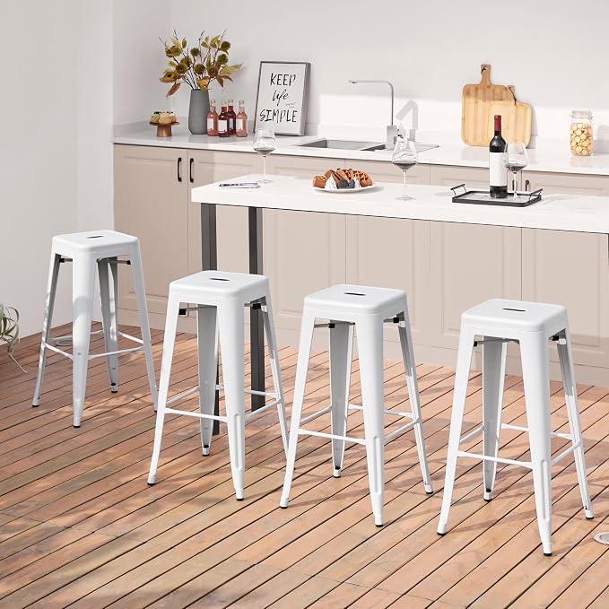 Yaheetech 30 Inch Metal Bar Stools Set of 4, Bar Height Backless Bartools - Image 9