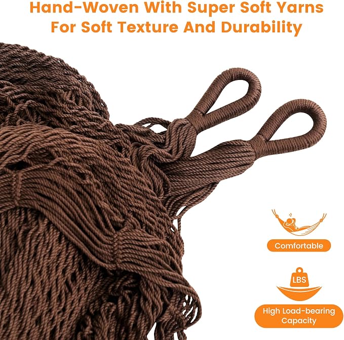 Lazy Daze Hammocks Handwoven Mayan Hammock, 10.5 FT Soft Rope Double Hammocks - Image 4
