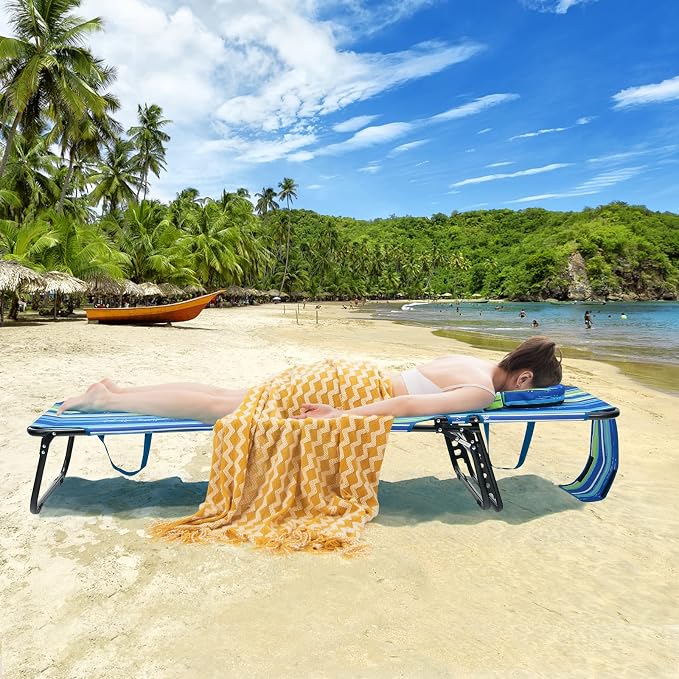 GYMAX Tanning Chair, 350lbs Beach Lounge Chair - Image 9