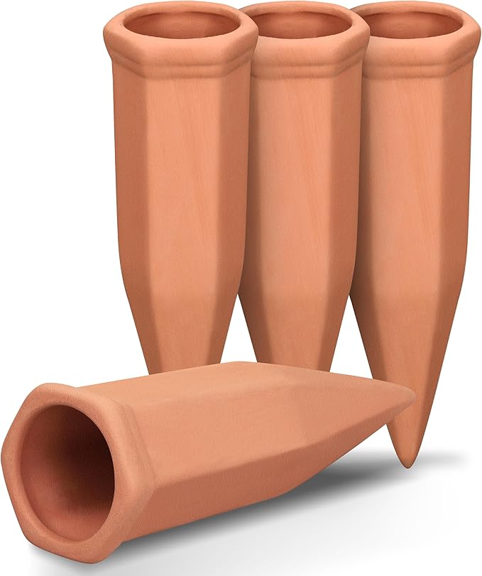 Terracotta Watering Spikes, Wine Bottle Watering Stakes, Slow Release Self by SoilaguaDirect