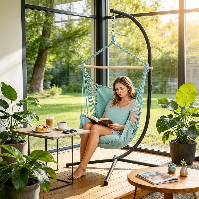 Athena Collection Hammock Chair Hanging Rope Swing Chair - Image 6