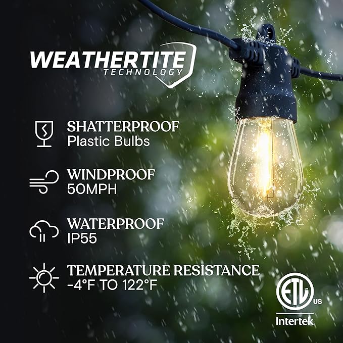 Brightech Ambience Pro Solar Powered Outdoor String Lights, 48 ft Commercial - Image 2