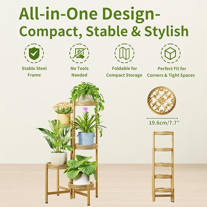 Tall Plant Stand Indoor Outdoor, Corner Metal Flower Pot Stands - Image 5