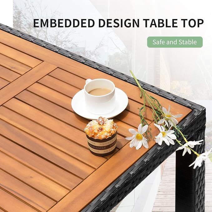 Flamaker 5 Piece Patio Dining Set Outdoor Acacia Wood Table and Chairs - Image 3