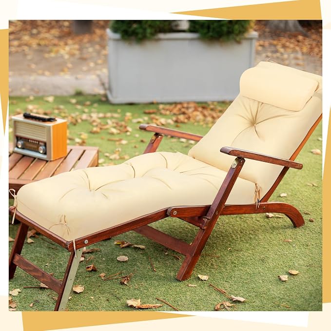Wenqik Set of 2 Outdoor Chaise Lounge Cushions 76 x 22 x 6 Inch Waterproof - Image 4