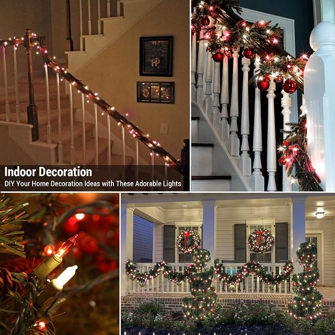 BrizLabs 300 Counts Red & White Christmas Lights, 69.6ft Mini Lights Connectable - Image 6