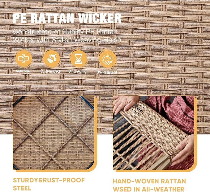 9 Piece Patio Furniture Set, Wicker Modular Outdoor Furniture - Image 2