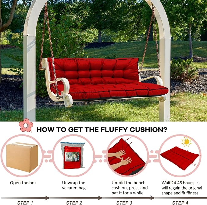 2-3 Seat Swing Replacement Cushion, Outdoor Bench Cushions - Image 6