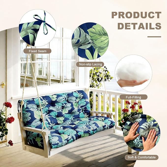 Porch Swing Cushion with Backrest, Waterproof Bench Cushion - Image 5