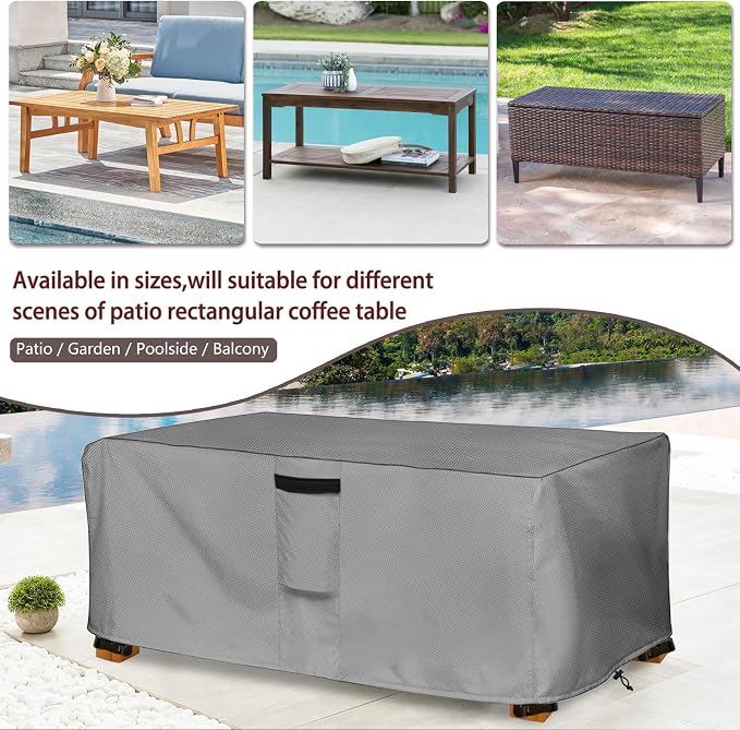 Outdoor Coffee Table Cover, Waterproof Rectangular Patio Small Side Table Cover - Image 4