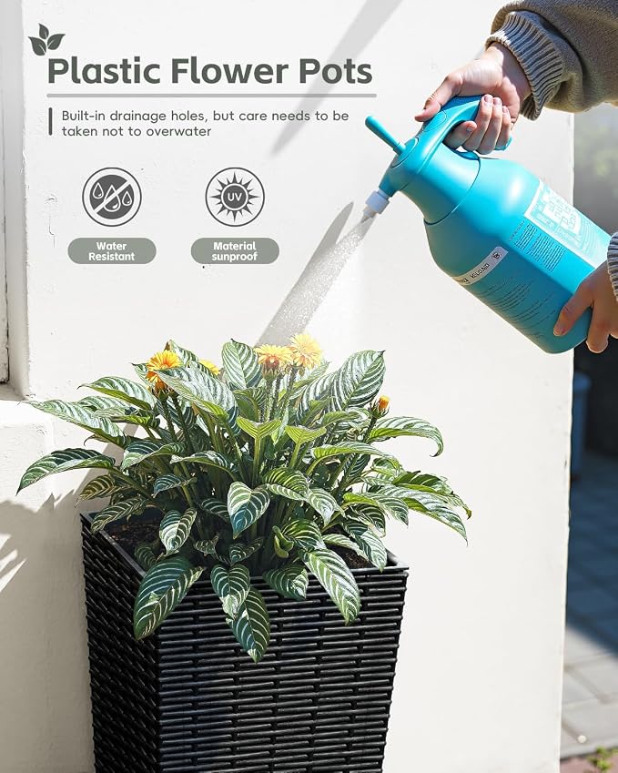 Greesum 24 Inch Tall Plastic Planters, Detachable Inner Pot & Drainage Holes - Image 3