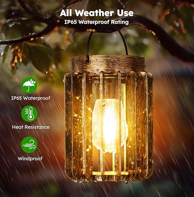 Solar Lanterns Outdoor Waterproof, Brighter Up to 12 Hrs Outdoor Hanging Solar - Image 3