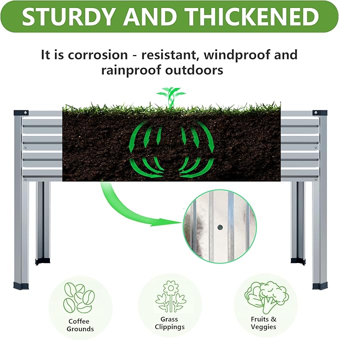 48×24×30in Galvanized Raised Garden Bed, Metal Elevated Planter Box - Image 2