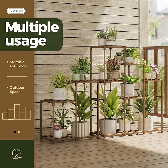 Bamworld 2 Sets Plant Stands Indoor Tall Shelves Outdoor - Image 4