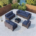 Kullavik 9 Pieces Outdoor Patio Furniture Set, Outdoor Sectional Rattan Sofa by KULLAVIK