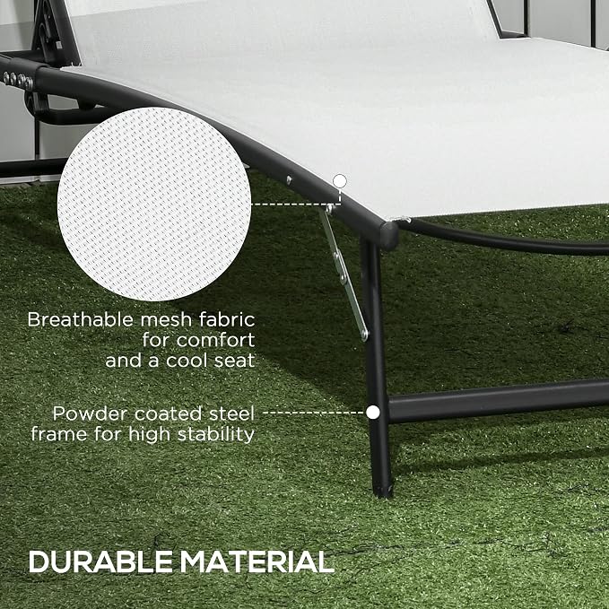 Outsunny Chaise Lounge Outdoor, 2 Piece Lounge Chair - Image 7