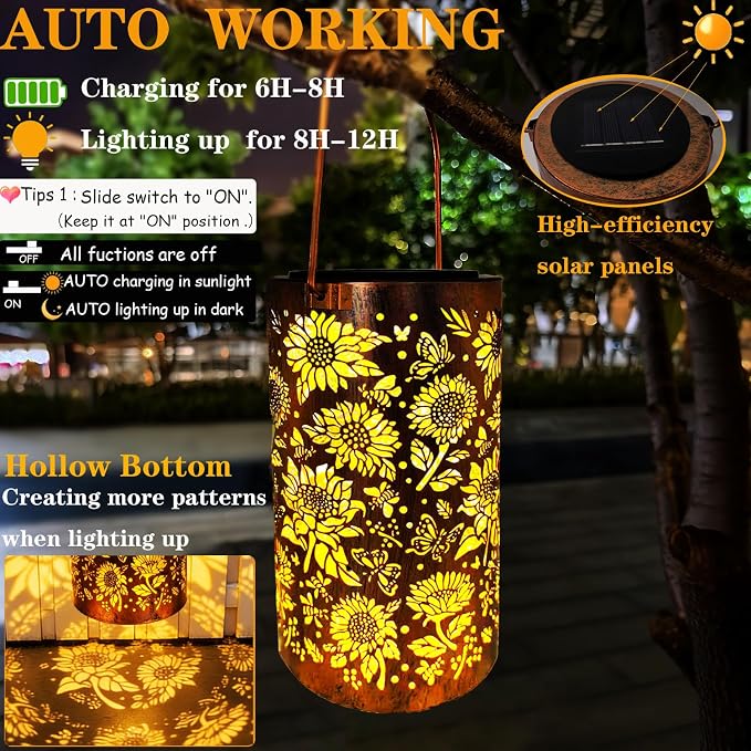 Gardening Birthday Gifts for Mom Women Grandma, Solar Lanterns Outdoor - Image 2