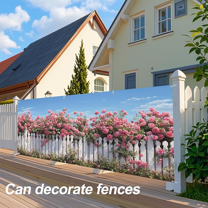 Rose Garden Garage Door Banner 6x13FT, Large Outdoor Floral Decoration - Image 5