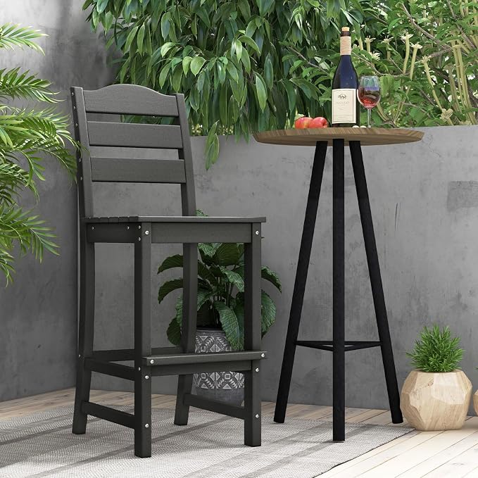Giantex Outdoor HDPE Bar Stool, Patio Tall Bar Chair - Image 2