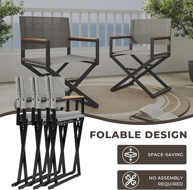 Grand patio 9-Piece Outdoor Dining Set, 8 Extra-Wide Folding Chairs & 1 - Image 5