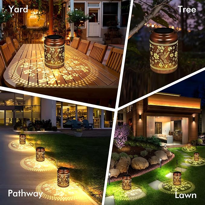 Solar Lanterns Outdoor Hummingbird Decorative Solar Lights Waterproof Metal - Image 3