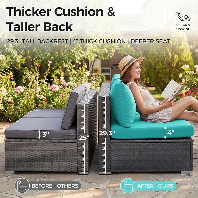 NICESOUL 7 Piece XL Large Modern Outdoor Furniture Sofa Set, 29.3'' High Back - Image 6