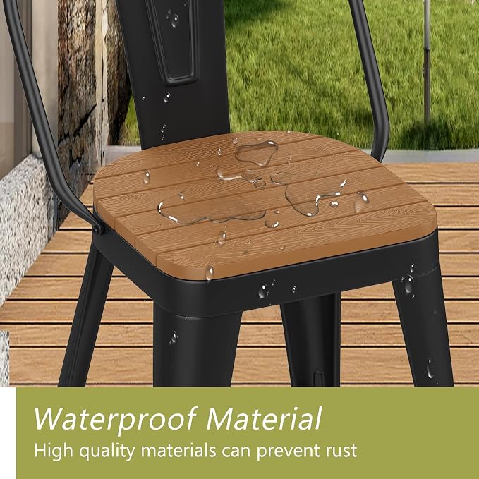 Outdoor Metal Bar Stools Set of 4, 24 inch Barstools Counter Height Bar Stool - Image 4
