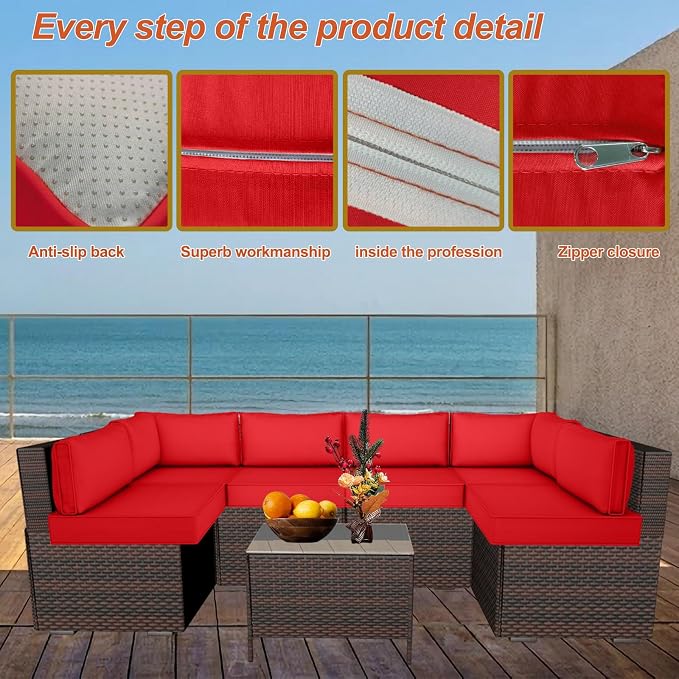 14 Piece Outdoor Patio Cushion Cover Replacement, Waterproof Patio Cushion - Image 3