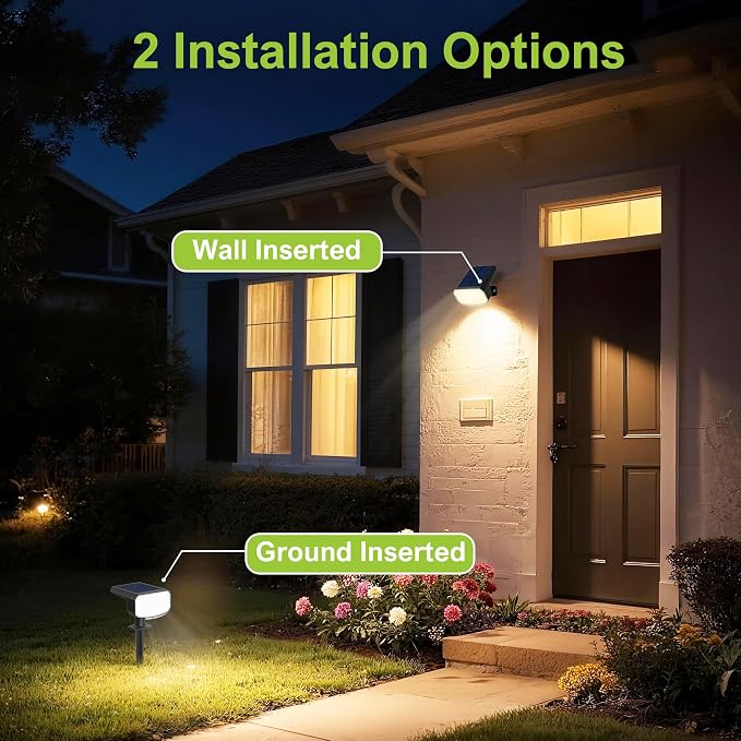 DAMINY Solar Spotlights Waterproof IP65, Auto On/Off, 3000K 2 Lighting Modes - Image 6