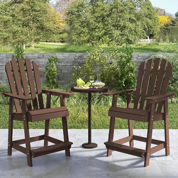 Tangkula Outdoor Bar Stool, HDPE Tall Adirondack Chair - Image 4
