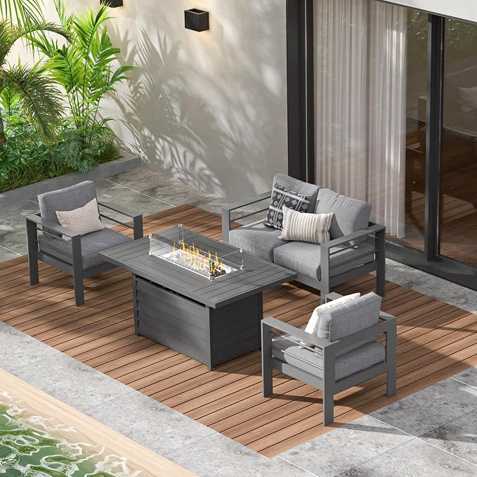 Wisteria Lane Aluminum Patio Furniture Set, 4 Piece Metal Outdoor Sofa Set by WisteriaLane
