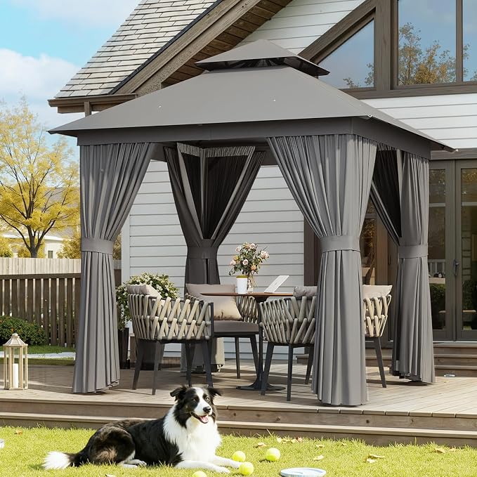 Aoxun Outdoor Gazebo for Patio 8x8, Metal Frame Canopy by Aoxun