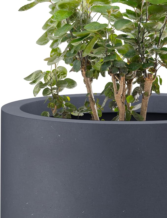 Kante 24 Inch Tall Round Concrete Planter, Large Indoor Outdoor Plant Pots - Image 8
