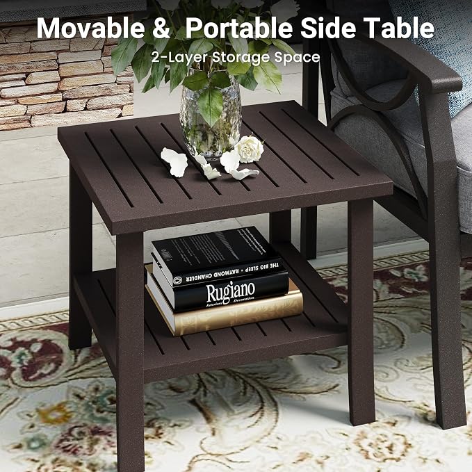 RoyalCraft Outdoor Patio Furniture Set, 3 Pieces Metal Patio Conversation Set - Image 6