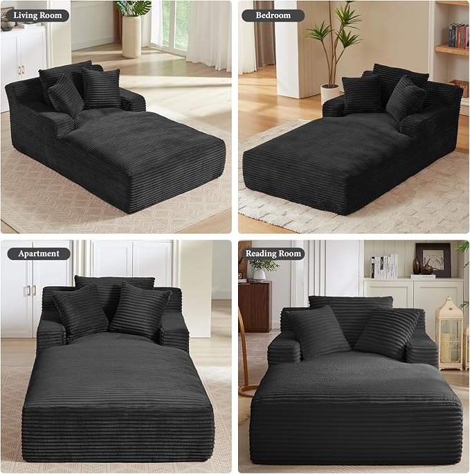 78.7" Chaise Lounge Chair Indoor, Oversized Boneless Couch Comfy Upholstered - Image 7