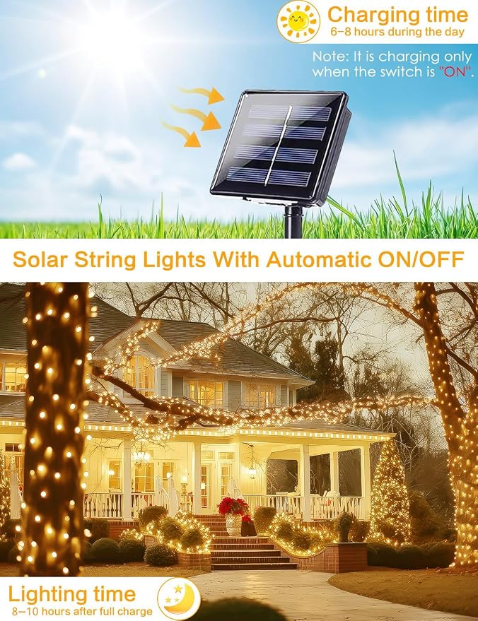 Solar String Lights Outdoor, 4 Pack 160FT 400 LED Solar Twinkle Lights - Image 4
