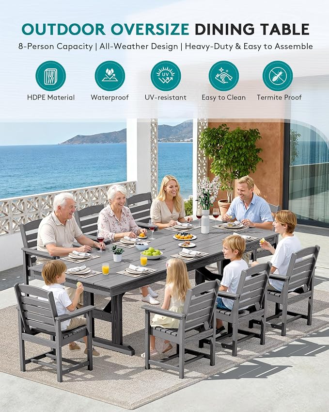 SERWALL 9 Piece Outdoor Dining Set - Image 6