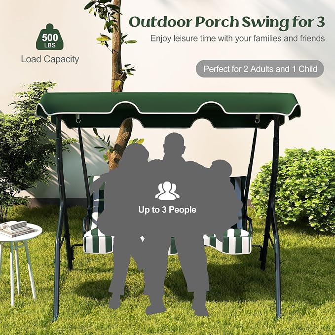 Tangkula 3 Person Porch Swing, Patio Swing - Image 3