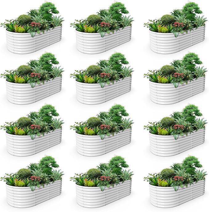 A ANLEOLIFE 12-Set 8X4X2 ft Galvanized Raised Garden Bed Kit, Oval Metal Deep by AAnleolife