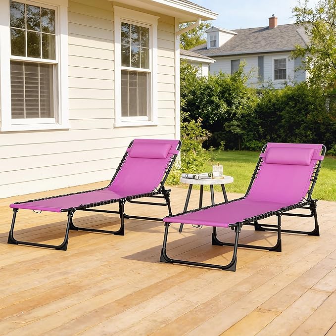 Outsunny Folding Chaise Lounge Chair Set of 2, Patio Sun Tanning Chair - Image 8