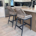PURPLE LEAF Counter Height Bar Stools Set of 2 Rattan Wicker Outdoor Metal Boho by PURPLELEAF