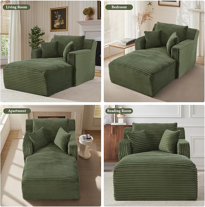 65.4" Chaise Lounge Chair Indoor, Oversized Boneless Couch Comfy Upholstered - Image 7